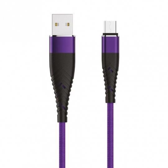 Кабель OLMIO SOLID USB 2.0 - microUSB 1.2м 2.1A Усиленный Индиго