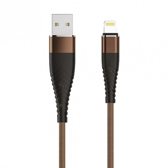 Кабель OLMIO SOLID USB 2.0 - lightning 1.2м 2.1A Усиленный Капучино