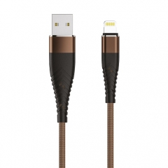 Кабель OLMIO SOLID USB 2.0 - lightning 1.2м 2.1A Усиленный Капучино