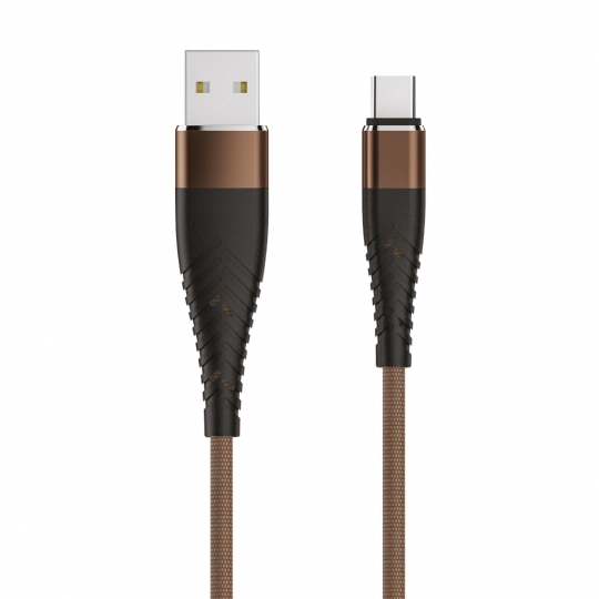 Кабель OLMIO SOLID USB 2.0 - Type-C 1.2м 2.1A Усиленный Капучино