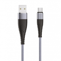 Кабель OLMIO SOLID USB 2.0 - Type-C 1.2м 2.1A Усиленный Титановый