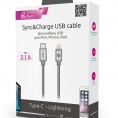 Кабель OLMIO USB2.0, USB type-C - lightning, 1м, Серый, Partner 1