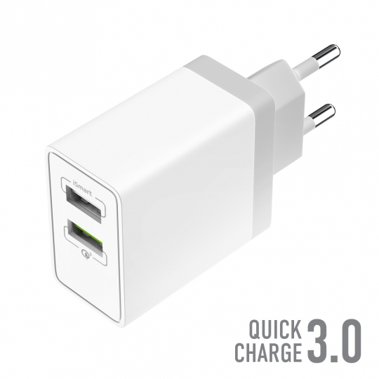 Сетевое Зарядное Устройство OLMIO 2USB QC3.0+Smart IC 30W