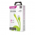 Кабель, OLMIO USB 2.0 - microUSB, 1м, 2.1A, Зеленый, Плоский 0