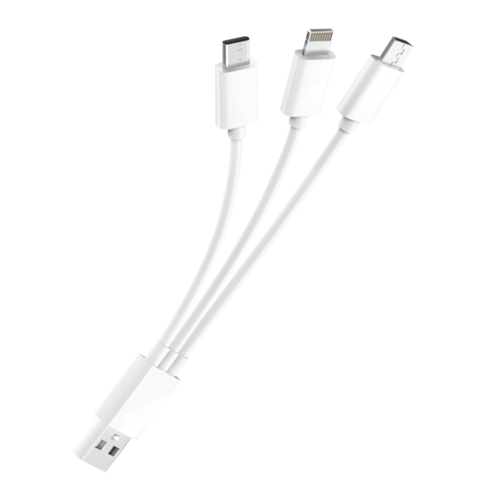 Кабель OLMIO USB 2.0 - 3-в-1 microUSB/lightning/typeC 0.2м 2.1A