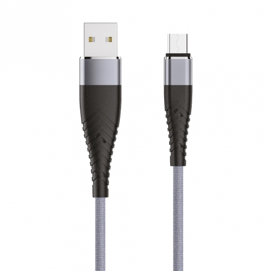 Кабель OLMIO SOLID USB 2.0 - microUSB 1.2м 2.1A Усиленный Титановый