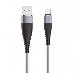 Кабель OLMIO SOLID USB 2.0 - microUSB 1.2м 2.1A Усиленный Титановый