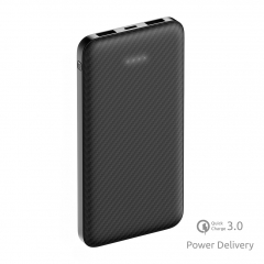 Внешний Аккумулятор OLMIO Q1, 10000mAh, QuickCharge3.0, Type-C PD, Черный Карбон